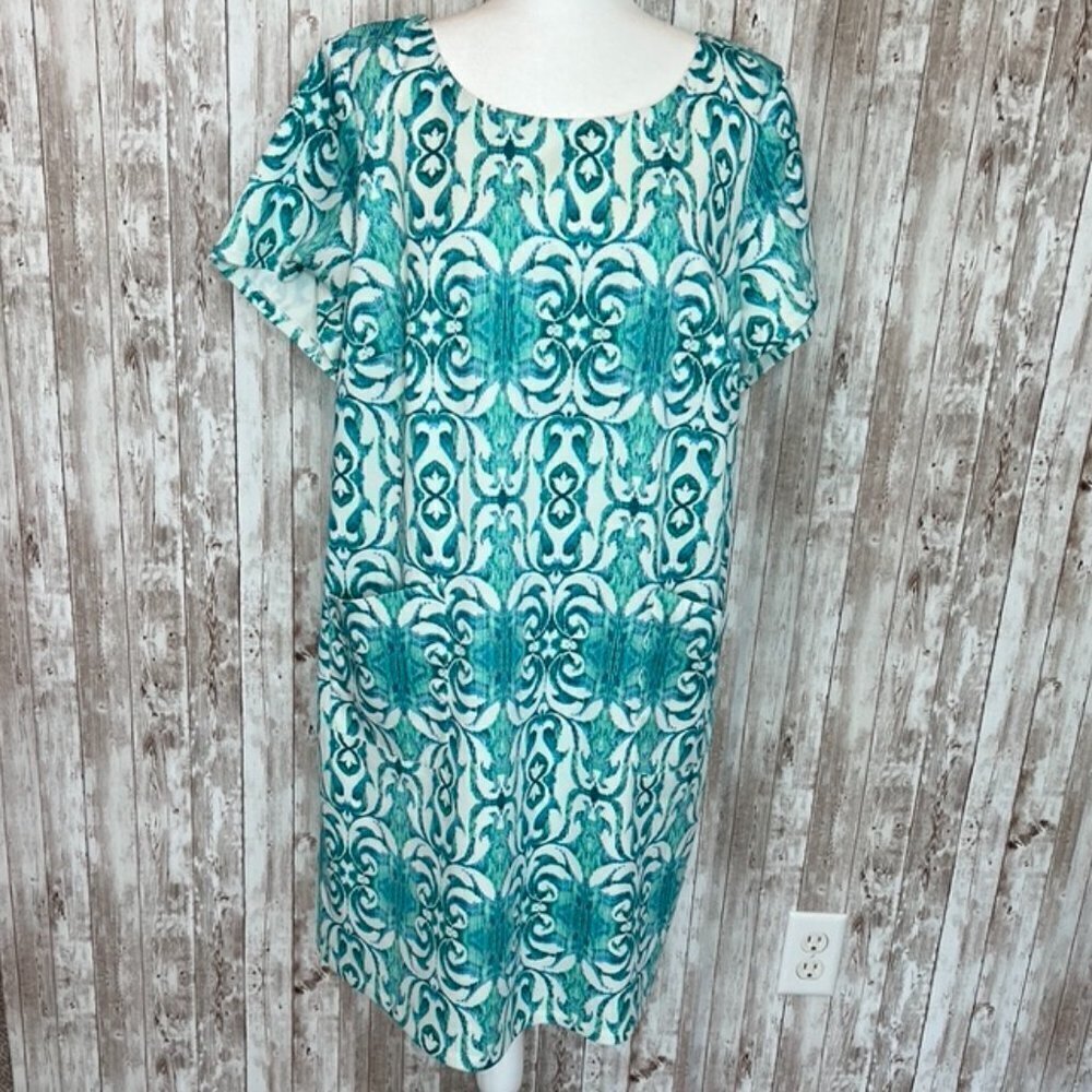Danny & Nicole Cream & Aqua Dress size 2X